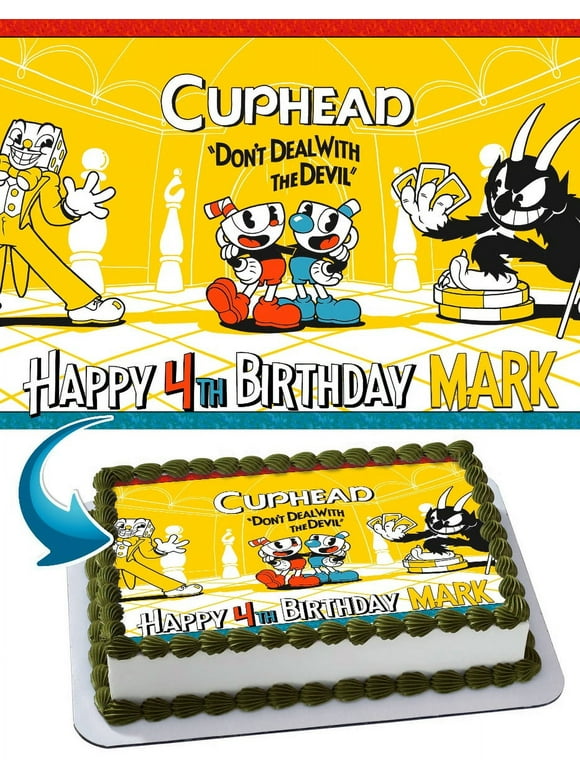 CupHead - Edible Cake Topper - 11.7 x 17.5 Inches 1/2 Sheet rectangular