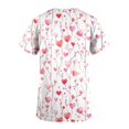 thumbnail image 4 of VKOYWKM Women Valentine's Day Scrub Tops Heart Graphic V Neck Nurse Uniform Short Sleeve Loose Fit Working Nurse Scrubs with Pockets, 4 of 5