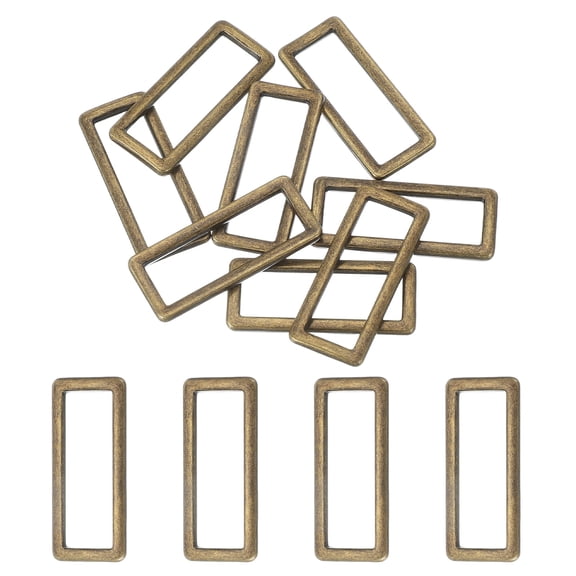 8pcs Metal Flat Rectangle Ring, 39mm(1-1/2inch) Metal Rectangular Buckle Rings Square Strap Webbing Loop for Bag Belt Purse DIY Craft, Bronze