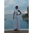 thumbnail image 4 of Vestido largo elegante de verano para mujer, diseño asimétrico con diseño de telas combinadas con plisado, cuello redondo, sin mangas, ajustado, vestido de fiesta a la moda para mujer, 4 of 5