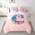 thumbnail image 2 of Manfei Girl Personalized Gifts 7pcs Bedding Comforter Set,Colorful Letter C Queen Bedding Sets,Cartoon Axolotl Watercolor Croal Queen Sheet Sets For Princess,Lightweight Room Decoration Reversible, 2 of 8