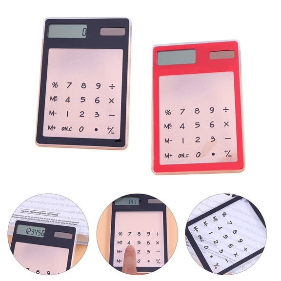 Soimiss 2Pcs Compact Solar Energy Calculator with Touch Screen Ultra Thin Design for Home Office Use