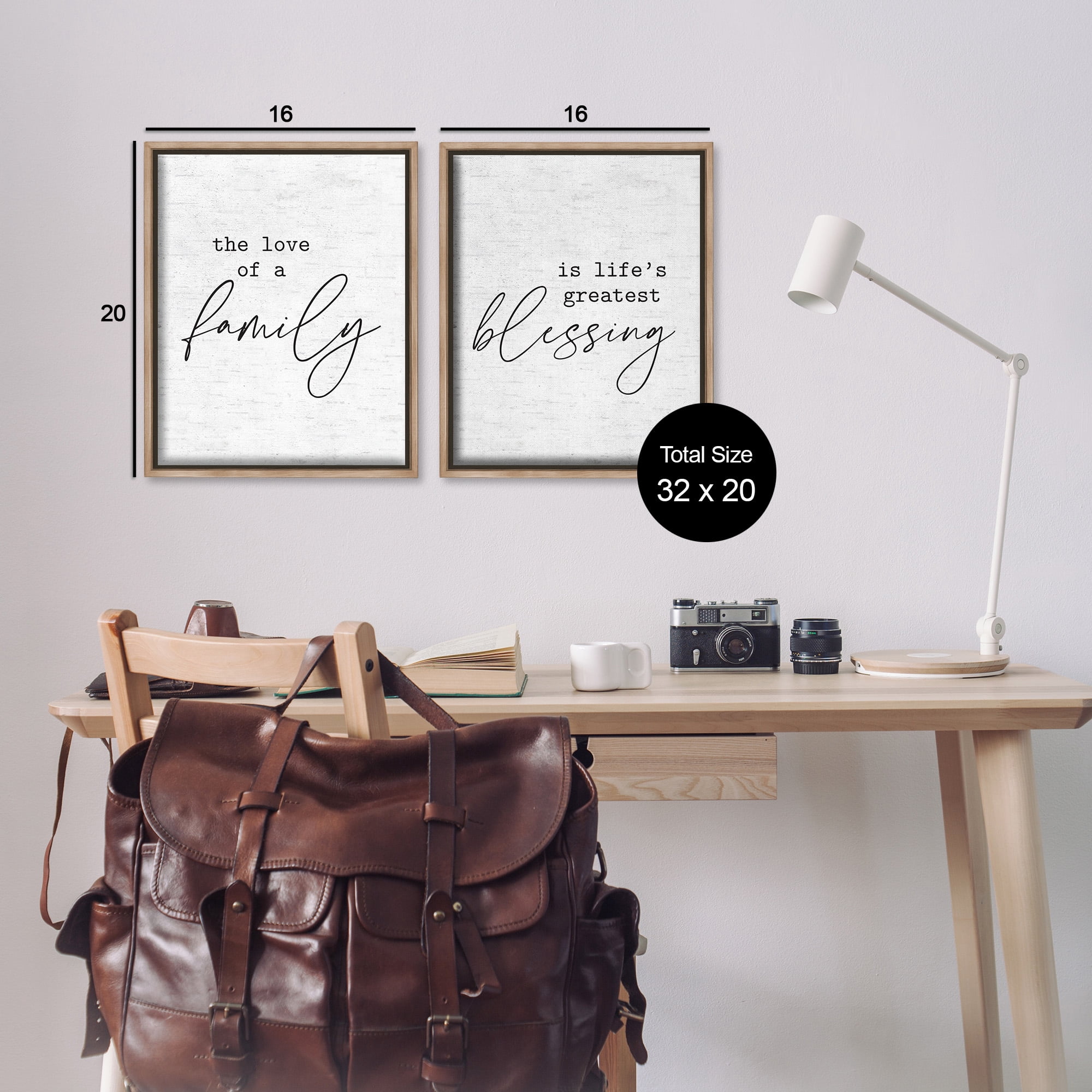 Stupell Industries Life's Greatest Blessing Quote Typography Painting Brown Floater Framed Canvas Art Print Wall Art, 17 x 21, Set of 2