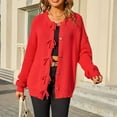 thumbnail image 4 of Abomasnow Women's Tie Front Cardigan Sweaters Bow Puff Long Sleeve Knit Cardigans Coats Fall Fashion Clothes, 4 of 9