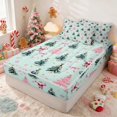 thumbnail image 3 of Manfei Holiday Zipper Full Size Comforter Sets with Fitted Sheet and 2 Pillowcases Father Christmas Zipper Bedding Set, Black Gold, Xmas Reversible, 3 of 7