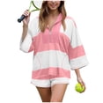 thumbnail image 5 of vigerkar Womens 2 Piece Outfits Summer Striped Workout Set Oversized Matching Lounge Sets Two Piece Short Set Light Pink, XXL, 5 of 7