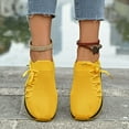 thumbnail image 2 of Xfvqtps Flats for Women Mesh Knit Slip on Lace up Soft Sole Non Slip Hollow out Breathable Summer Walking Sneakers Yellow, 2 of 7