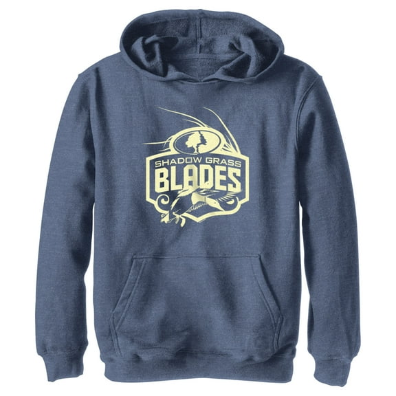 Boy's Mossy Oak Shadow Grass Blades Logo  Pull Over Hoodie Navy Blue Heather X Large