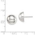 thumbnail image 5 of Diamond2Deal 925 Sterling Silver Polished 12mm Button Earrings for Women (L- 0.48 inch, W- 0.48 inch), 5 of 6