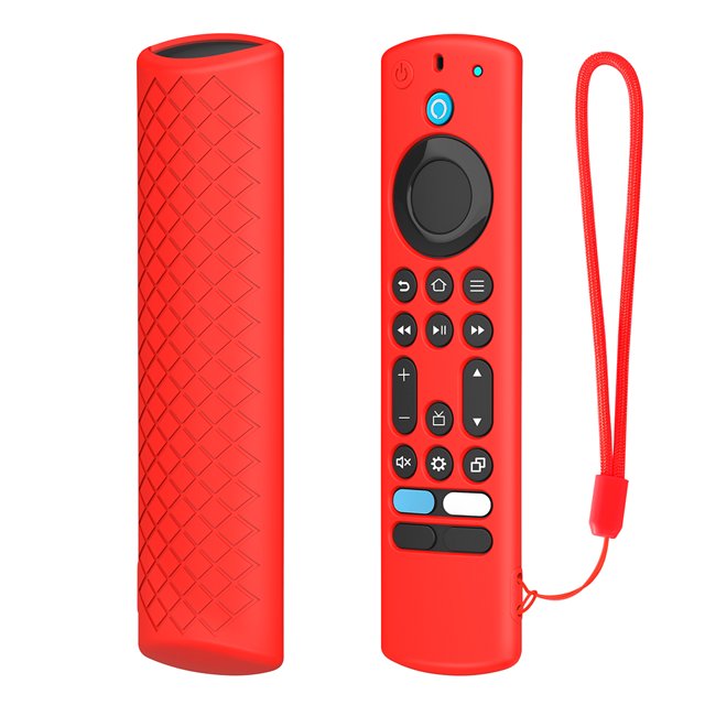 Funda de silicona para control remoto por voz con cordón y control remoto por voz para Fire TV Alexa, color rojo