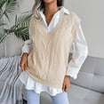 thumbnail image 5 of Fesfesfes Women Sweater V-neck Solid Knitted Sweater Casual Sleeveless Vest Jacket Coat Tops, 5 of 6