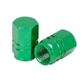 4pcs Green Tire Stem Valve Caps Car Dustproof Hexagon Shape Aluminium