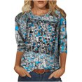 thumbnail image 1 of Blusa de cuello redondo de manga larga con estampado degradado de novedad clásica para mujer Pompotops  gfhjh19343, 1 of 5