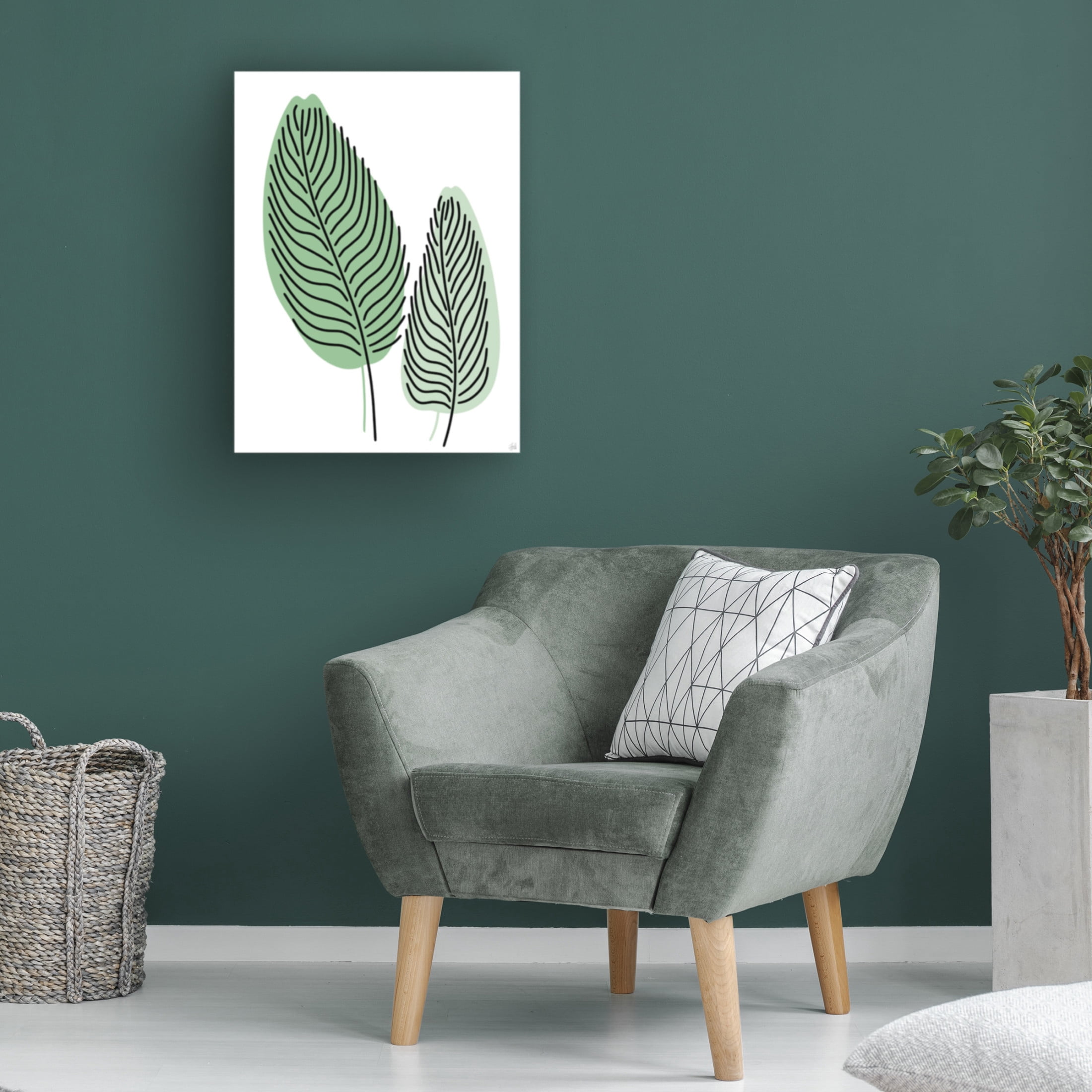 Canvas Wall Art - Line and Brush 'Fern Lines Pair 2' Wall Art for Living Room, Bedroom, or Office Décor by Trademark Fine Art - 35 x 47 Inches