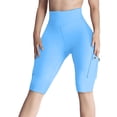 thumbnail image 6 of Women's Shorts Biker Shorts Women High Waisted Short Leggings Knee Length Womens Gym Workout Long Shorts,Blue Women's Shorts S, 6 of 6