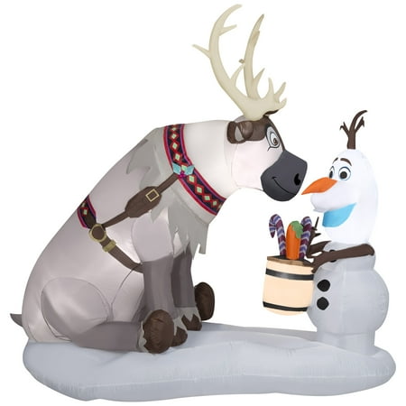 Gemmy Christmas Inflatable Olaf and Sven Scene 7 ft Tall Multi