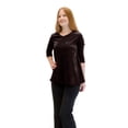 thumbnail image 2 of Vivian's Fashions Top - Velour V-Neck 3/4 Sleeve Top, 2 of 5