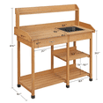 thumbnail image 3 of Alden design Wooden Potting Bench with Sink Drawer & 2 Shelves for Garden, Wood, 3 of 7
