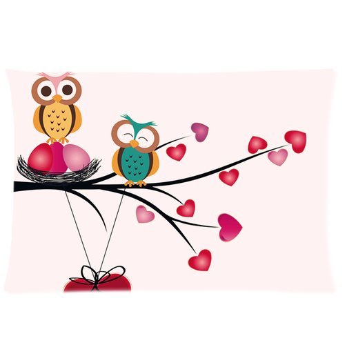 ABPHQTO Funda de almohada con cremallera Happy Owllove 50x75 cm Dos caras impresas