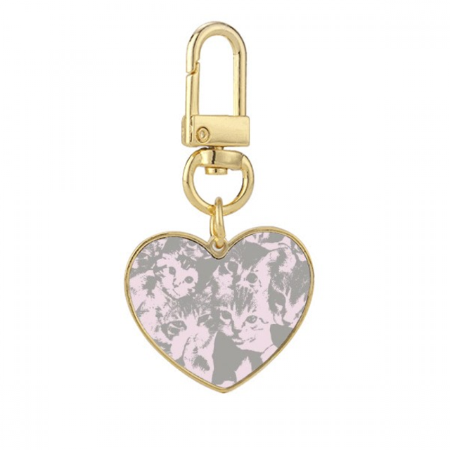 CAT Fashion cartel proteger animal mascota amante Llavero de metal en forma de corazón dorado