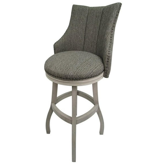 Tobias Designs Bello 34" Swivel Solid Wood Extra Tall Bar Stool in Smoke Gray
