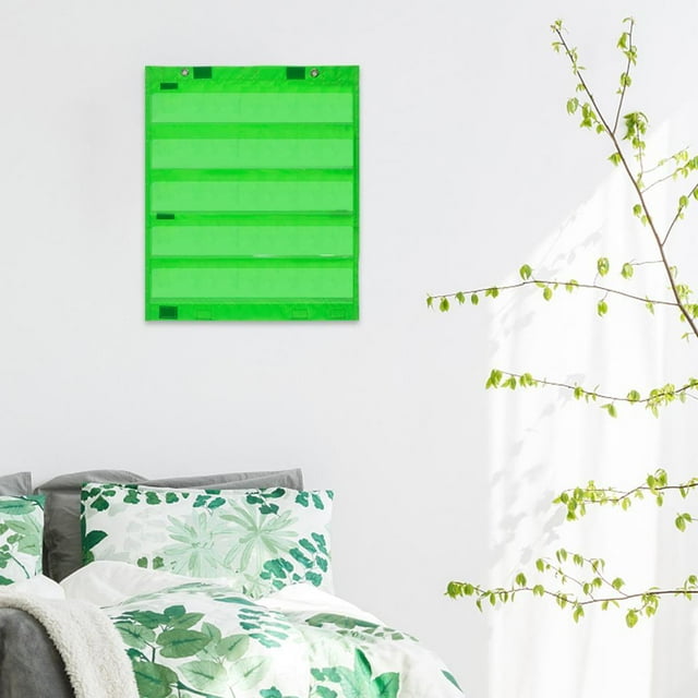 fastboy Magnetic Pocket Chart Double-Sided Hanging Schedule Pocket Chart Green