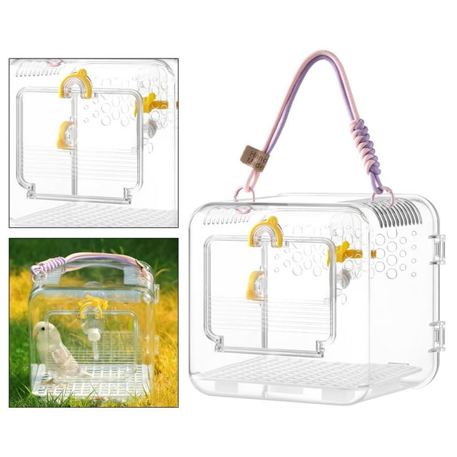 Transportín de para pájaros, transportín para hámster con botella de agua, jaula portátil para loros, periquitos, cacatúas y canarios.