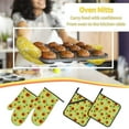 thumbnail image 5 of Pofeuu Sunflower Leaves Print Oven Mitts and Pot Holders 4 pcs Set,High Heat Resistant 500 Degree Extra Thicken Long Kitchen Cotton Oven Glove for Cooking, 5 of 6