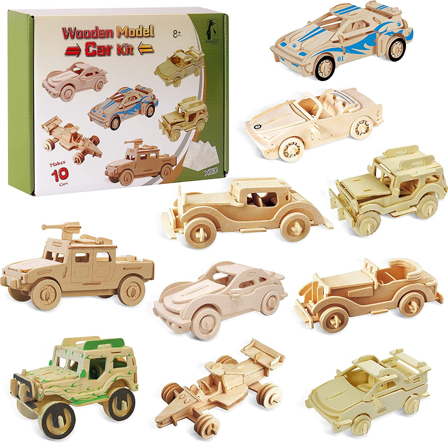 Puzzled Bundle of Cars: F-20, P911, and Race Car Wooden 3D Puzzles  Construction Kits - Fun & Educational DIY Racing Toys, Assemble Model  Unfinished