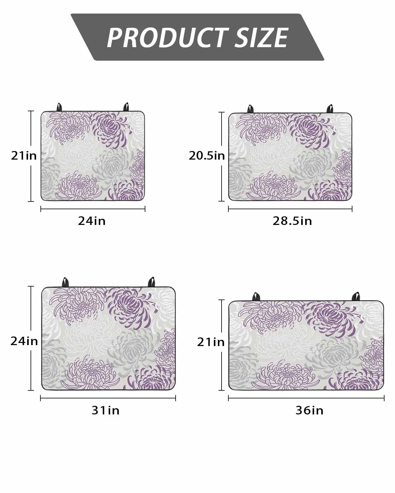 Stove Top Covers for Electric Stove, Purple White Glass Stovetop Cover Protector, Abstract Grey Chrysanthemum Flower Floral Induction Cooktop Protector Oven Mat for Kitchen Countertop 28.5"x20.5"