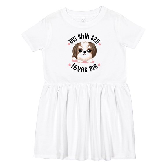 Inktastic My Shih Tzu Dog Loves Me Girls Toddler Dress