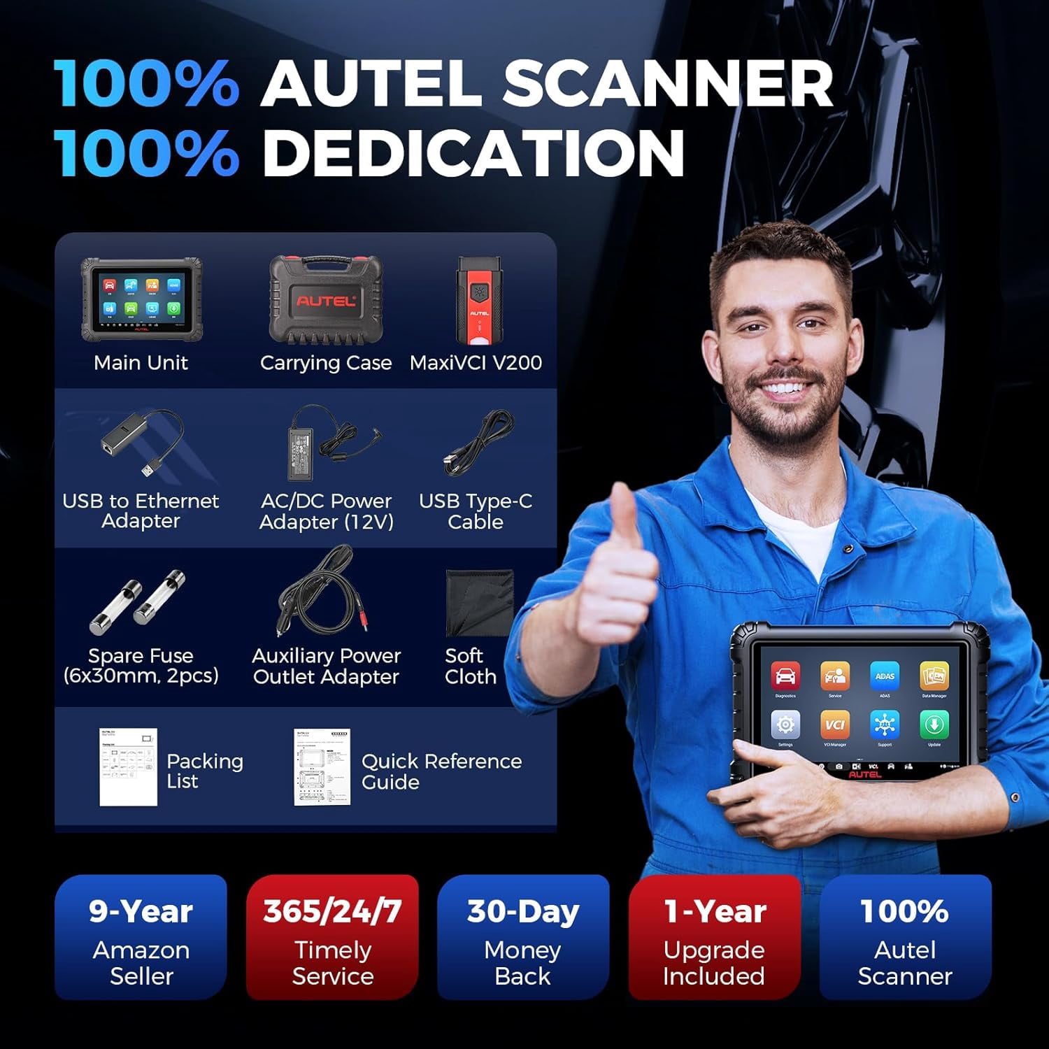Autel MaxiSys MS906 MAX 10.1" Scanner with Free PS100, Advanced ECU Coding, Bi-Directional Scan Tool, CAN FD&DoIP VAG Guided
