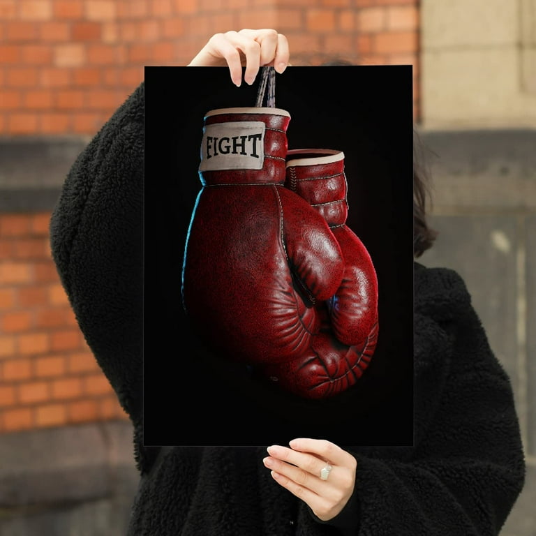 Red Boxing Gloves Wall Art Canvas Prints Black Boxing Wall Decor Pictures Boxing Fight Signs Poster Inspirational Wall Art Sport Art Ideal Gift for