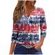 thumbnail image 2 of Fiudx Ofertas Del Día Blusa de Manga 3/4 Corta Estampada a La Moda para Mujer, Blusa Informal con Cuello Redondo, 2 of 5