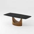 thumbnail image 5 of POVISON 94"Hobart Modern Minimalist Dining Table For 8-10, Black Rectangular Matte Sintered Stone Tabletop, Bronze Carbon Steel Leg, 5 of 15