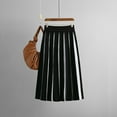 thumbnail image 3 of Dpytoraw Women's Vertical Striped Knit Skirt Elegant High Elastic Waist A Line Pleated Midi Skirt Women’s Lace Trim Slip Skirt Gray, 3 of 3