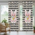 thumbnail image 5 of Outdoor Curtains for Patio Waterproof, Easter Outdoor Privacy Panels Grommet, Spring Rabbits Ears Feet Wildflowers Black Plaid Blackout Outside Curtains for Porch/Cabana 54"x108", 2 Panels, 5 of 8