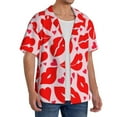 thumbnail image 2 of Rateoe Lips Kiss Pattern Men's Short Sleeve Classic Shirt, Casual Short-Sleeved Shirt, Lightweight Summer Shirt, Cuban Collar Shirt,Button-Front Shirt-XX-Large, 2 of 5