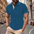 thumbnail image 2 of Afdoent Men's Polo Shirts Solid Color Versatile Male Leisure Loose Collar Button Open Collar Ribbed Sports Short Sleeve Shirt Breathable, 2 of 6