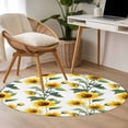 thumbnail image 5 of Summer Sunflowers Round Living Room Rugs 4 ft, Watercolor Floral White Washable Area Rug with Non-Slip Sturdy Edge Binding Round Carpet for Entryway Kitchen Bedroom Bathroom, 5 of 9
