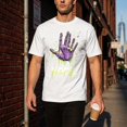 thumbnail image 2 of Mens T Shirts Graphic Fashion Casual Loose T‑Shirt, Hope Letter Dripping Hand‑Palm Pattern Short‑Sleeve Cotton Tee,White,3XL, 2 of 9