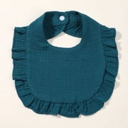 Newborn Cotton Linen Bibs Kids Burp Cloth Baby Stuff Feeding Drooling Bandana Toddler Ruffle Solid Color Bib Baby Accessories One Size 3636-4