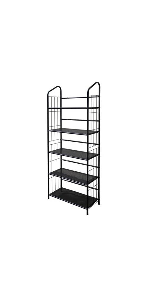 64" Tall 5-Tier Corner Metal Bookcase / Book Shelf, Black ...