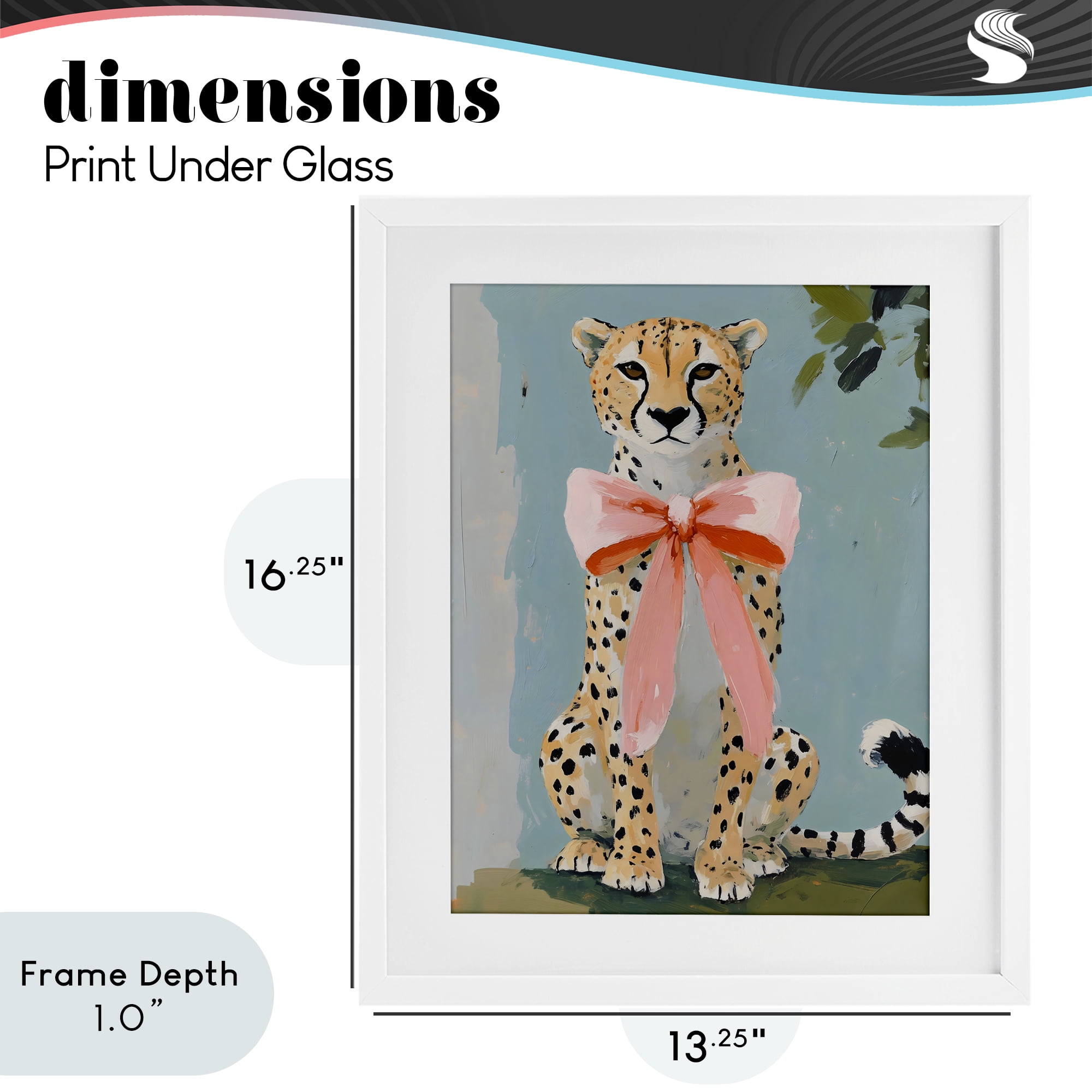 Stupell Industries Cheetah with Big Pink Bow White Framed Print Under Glass, design by The Prints Vibe