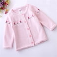 thumbnail image 1 of Baby Toddler Girls Sweaters Cardigans Button Closure Jacket - Cotton Cable Knit Cardigan for Spring Fall,Pink,18-24 Months, 1 of 5