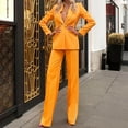 thumbnail image 6 of Jinhomg Women's Summer 2 Piece Outfits 2025 Open Front Lapel Collar Business Blazers with Long Jogger Pants Fashion Office Work Suits Sets Orange S, 6 of 7