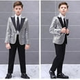 thumbnail image 4 of Toddler Boys Gentleman's Blazer Blazer Formal Suit Red Sequin Jacket Silver,7-9T, 4 of 5