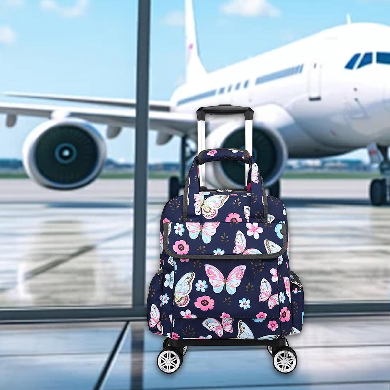 Sharprepublic Duffle with Wheels Clothing Waterproof with 2 Wheel Rolling Luggage Oxford Cloth Butterfly