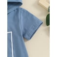thumbnail image 6 of Suealasg 0-3 Years Toddler Boys Summer Shorts Set Short Sleeve Letter Print Hoodie Tops +Elastic Waist Checkerboard Shorts 2Pcs Newborn Baby Boys Beach Vacation Clothes, 6 of 9
