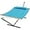 Aqua Blue, variant on Hammock with Stand, 2 Person Quilted Outdoor Hammock, Detachable Pillow & Bamboo Spreaders, Portable Hammock with Carrying Bag, Heavy Duty Stand, Perfect for Outside, Patio, Dark Cyan